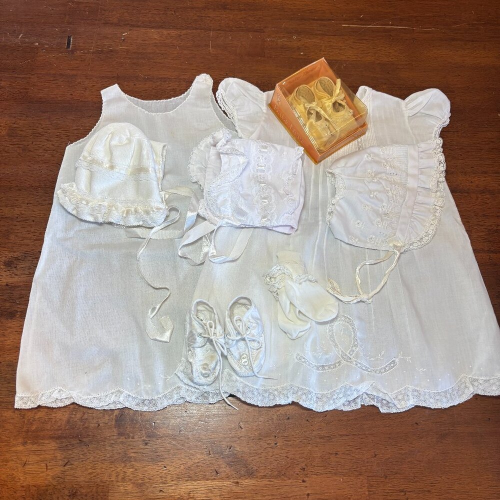 Baby Baptism/Christening Outfit/Bonnet/Shoe Set